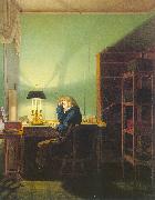 Georg Friedrich Kersting Man Reading by Lamplight painting